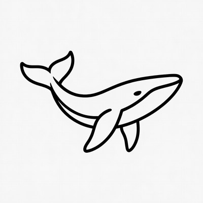 Line art whale illustration
