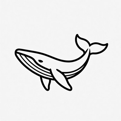 Black line art humpback whale