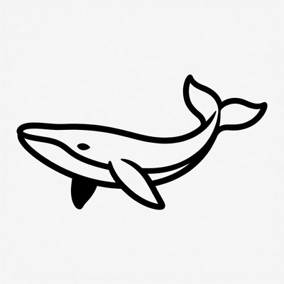 Black outline humpback whale illustration