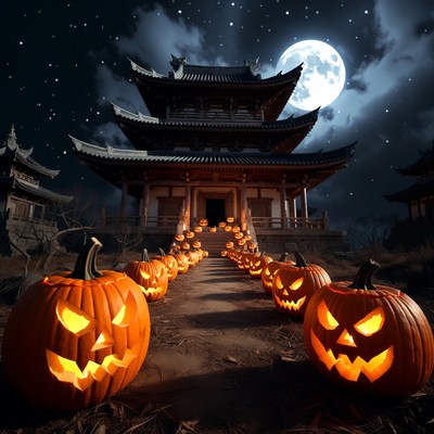 Jack-o'-lanterns Leading to Haunted Pagoda