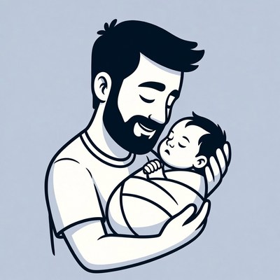 Father holding sleeping baby