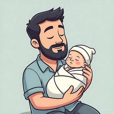 Father holding newborn baby