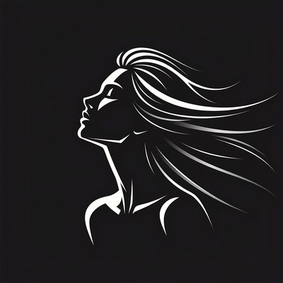 Silhouette of Woman with Flowing Hair