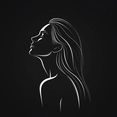 Silhouette of woman looking up