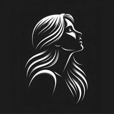 Silhouette of woman with flowing hair