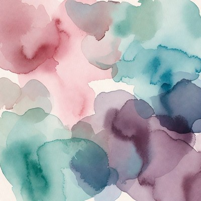 Abstract watercolor pink blue splashes