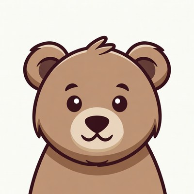 Cute cartoon brown bear face