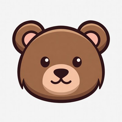 Cute brown bear face illustration
