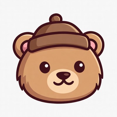 Cute bear wearing knit hat