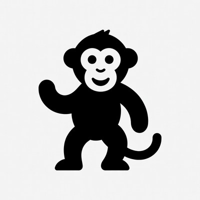 Cartoon monkey waving happily