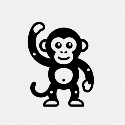 Cartoon monkey waving happily