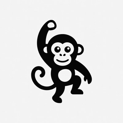 Cartoon monkey raising arm