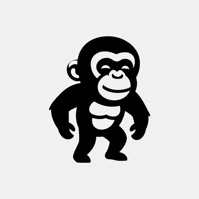 Smiling Cartoon Monkey Silhouette