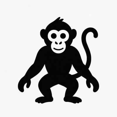 Black silhouette monkey illustration