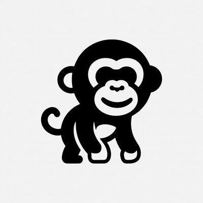Cute smiling monkey silhouette