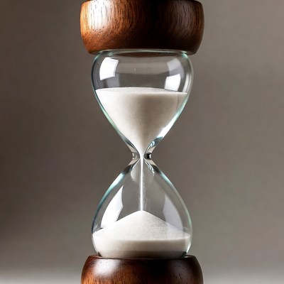 Sand hourglass on wooden base