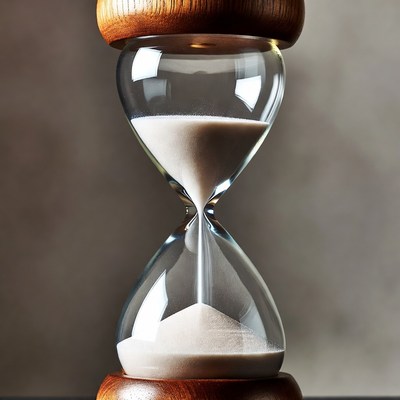 Hourglass with sand flowing