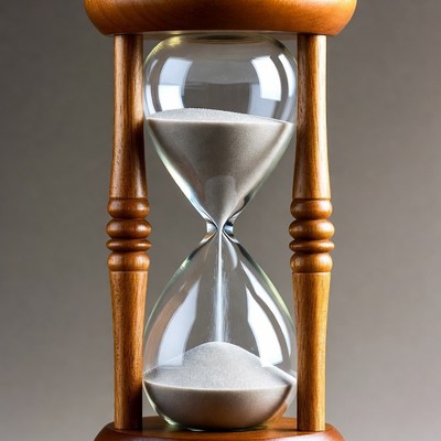 Wooden Hourglass with Flowing Sand