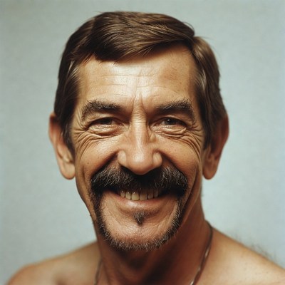Smiling older man with mustache