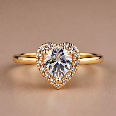 Heart-Shaped Diamond Gold Ring