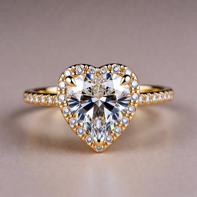 Heart Shaped Diamond Gold Ring