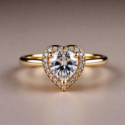 Heart-Shaped Diamond Gold Ring