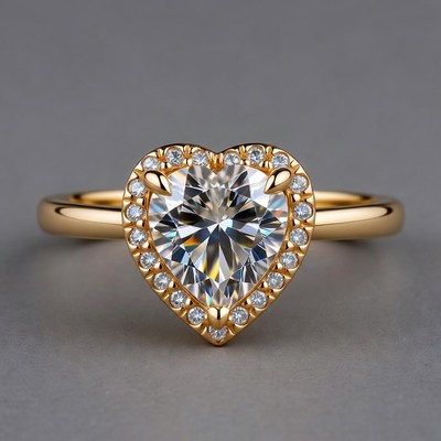 Heart Shaped Diamond Gold Ring