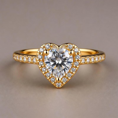 Heart Shaped Diamond Gold Ring