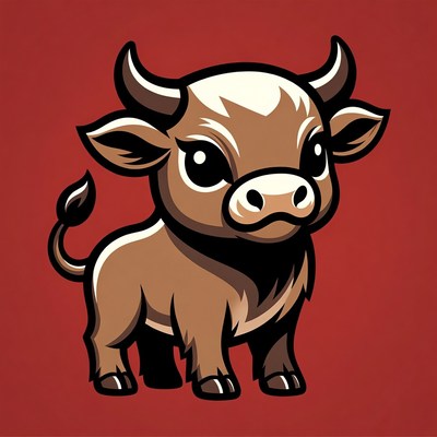 Cute cartoon baby bull