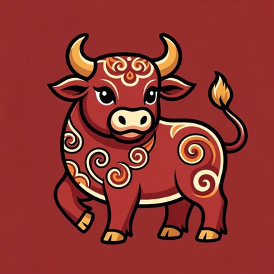Cute Red Ox Illustration