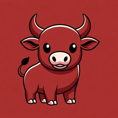 Cute red cartoon bull