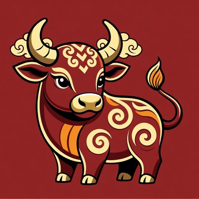 Cute Red Ox Illustration