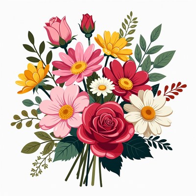 Colorful Flower Bouquet Illustration
