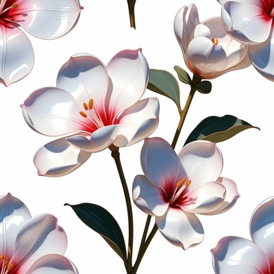 White Flowers with Red Centers