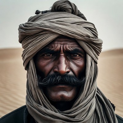 Turbaned man in desert