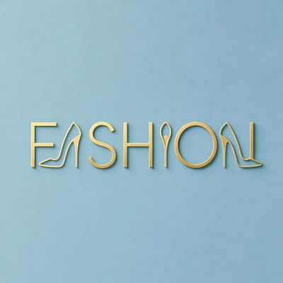 Golden Fashion Text with High Heels