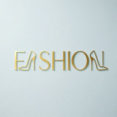 Gold Fashion Text with High Heels