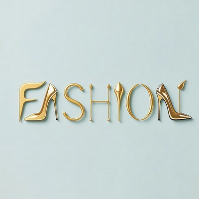 Golden High Heel Fashion Text