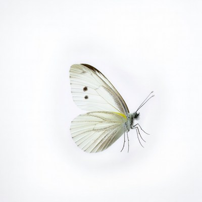 White Butterfly on Isolated Background