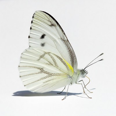 White butterfly on white background