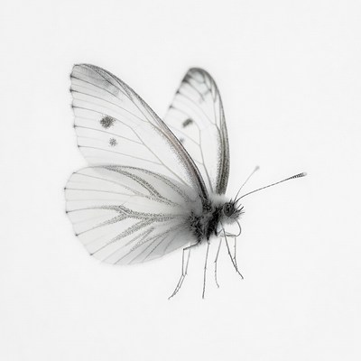 White butterfly with translucent wings