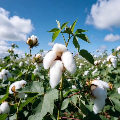 Cotton Field with White Bolls