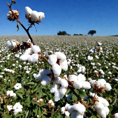 White Cotton Bolls in Field