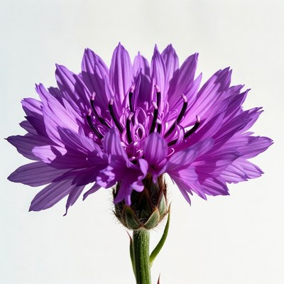 Purple Cornflower on White Background