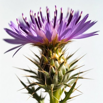 Purple thistle flower isolated