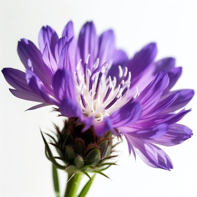 Purple Cornflower on White Background