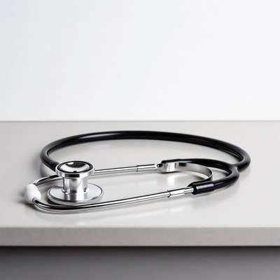 Stethoscope on gray table