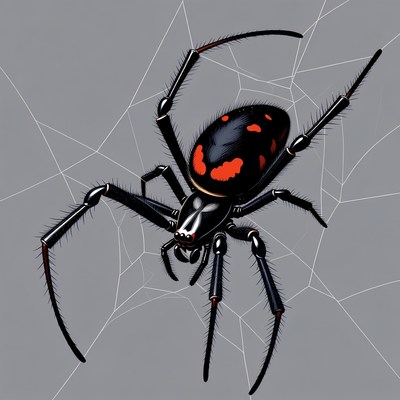 Black widow spider on web