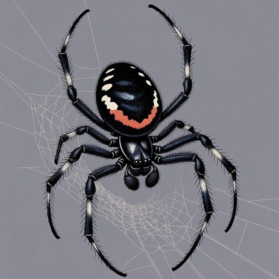 Black spider with red markings
