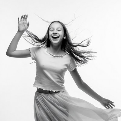 Girl Dancing with Flying Hair